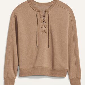 Old Navy Lace-Up Crew-Neck Sweatshirt Sierra Large